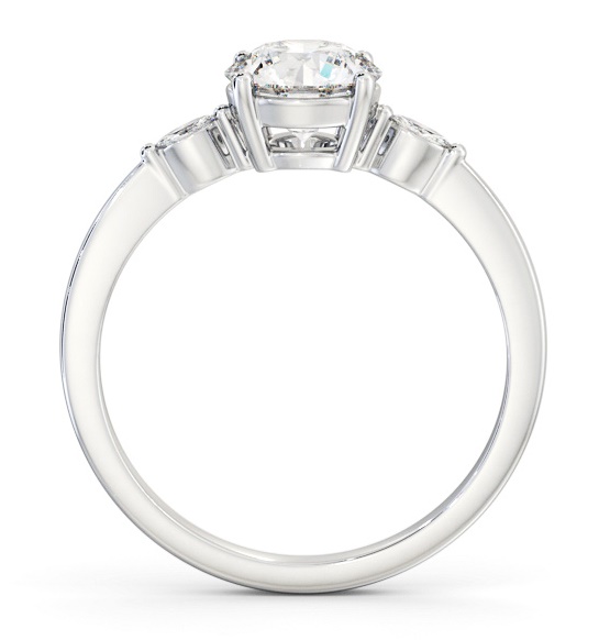 Round Ring 18K White Gold Solitaire with Marquise Shape Side Stones ENRD176S_WG_THUMB1 