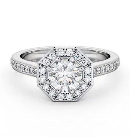 Halo Round Diamond Octagon Design Engagement Ring Platinum ENRD177_WG_THUMB2 
