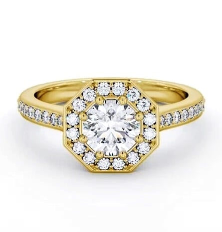 Halo Round Diamond Octagon Design Engagement Ring 18K Yellow Gold ENRD177_YG_THUMB1