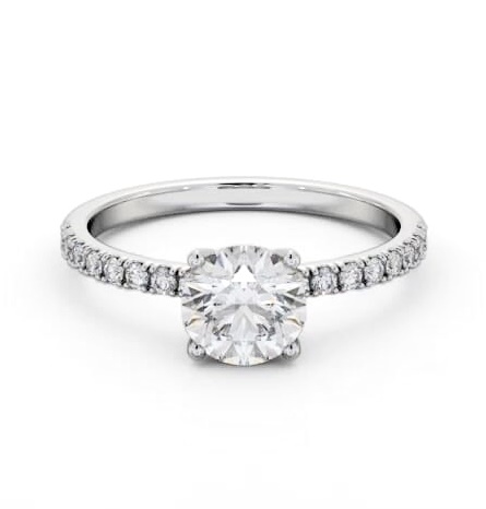 Round Diamond 4 Prong Engagement Ring Platinum Solitaire with Channel ENRD177S_WG_THUMB1