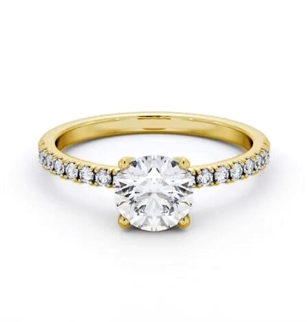 Round Diamond 4 Prong Engagement Ring 18K Yellow Gold Solitaire ENRD177S_YG_THUMB1