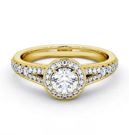 Halo Round Diamond Split Band Engagement Ring 18K Yellow Gold ENRD178_YG_THUMB1