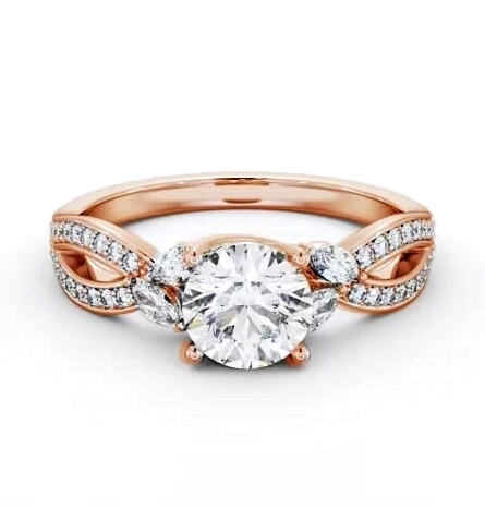 Round Diamond Exquisite Design Engagement Ring 18K Rose Gold Solitaire ENRD178S_RG_THUMB1