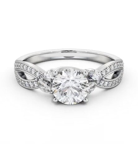 Round Diamond Exquisite Design Engagement Ring 9K White Gold Solitaire ENRD178S_WG_THUMB1