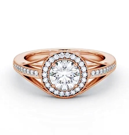 Halo Round Diamond Unique Vintage Design Engagement Ring 18K Rose Gold ENRD179_RG_THUMB1