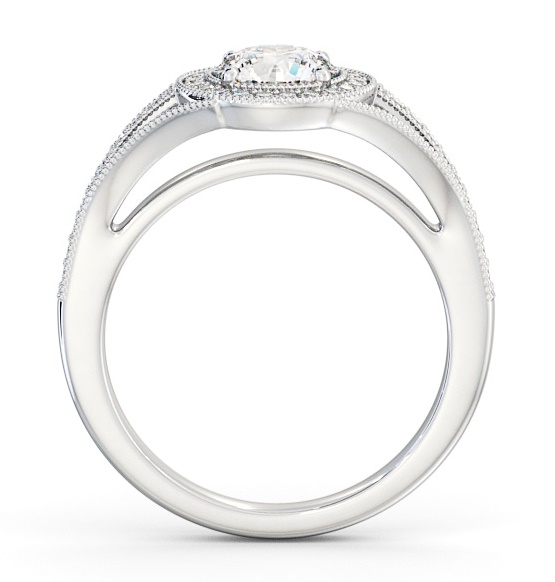 Halo Round Diamond Unique Vintage Design Engagement Ring Platinum ENRD179_WG_THUMB1