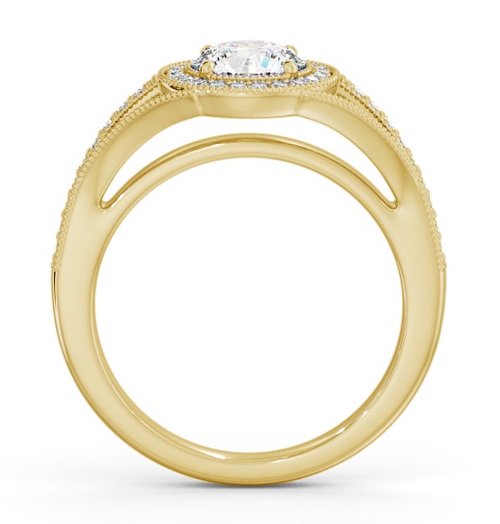 Halo Round Diamond Unique Vintage Design Engagement Ring 9K Yellow Gold ENRD179_YG_THUMB1