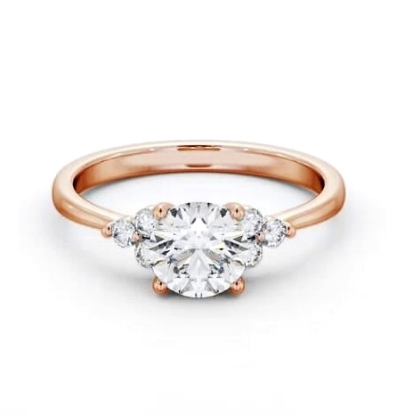 Round Ring 18K Rose Gold Solitaire with Three Round Diamonds ENRD179S_RG_THUMB1