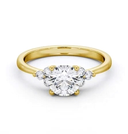 Round Ring 18K Yellow Gold Solitaire with Three Round Diamonds ENRD179S_YG_THUMB1