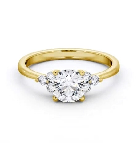 Round Ring 18K Yellow Gold Solitaire with Three Round Diamonds ENRD179S_YG_THUMB2 