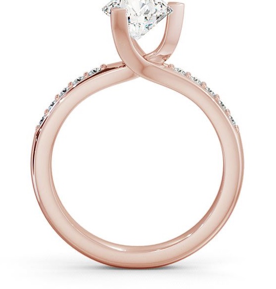 Round Diamond Rotated Head 3 Prong Engagement Ring 9K Rose Gold Solitaire with Channel Set Side Stones ENRD17S_RG_THUMB1