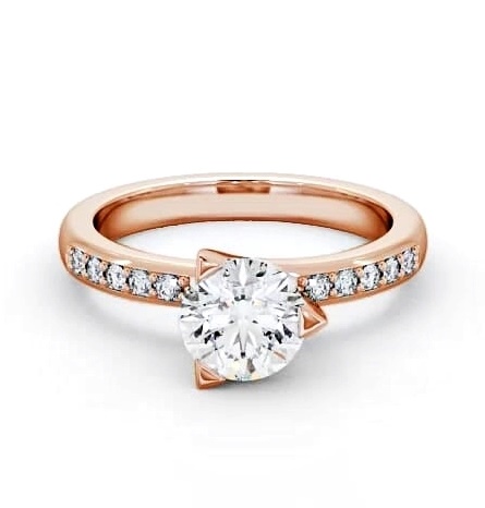 Round Diamond Rotated Head 3 Prong Ring 9K Rose Gold Solitaire ENRD17S_RG_THUMB1