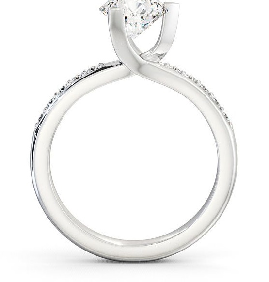 Round Diamond Rotated Head 3 Prong Engagement Ring Platinum Solitaire with Channel Set Side Stones ENRD17S_WG_THUMB1