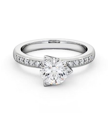 Round Diamond Rotated Head 3 Prong Engagement Ring Palladium Solitaire ENRD17S_WG_THUMB1