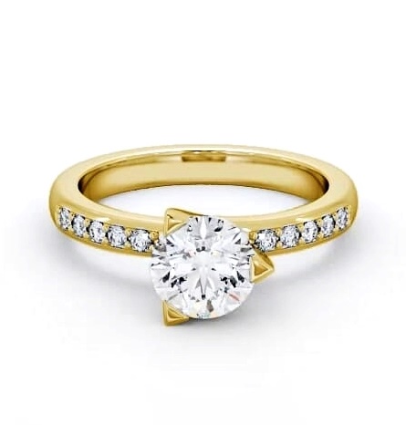 Round Diamond Rotated Head 3 Prong Ring 9K Yellow Gold Solitaire ENRD17S_YG_THUMB1