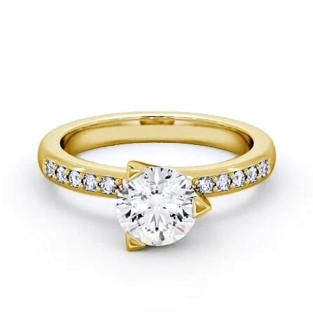 Round Diamond Rotated Head 3 Prong Ring 18K Yellow Gold Solitaire ENRD17S_YG_THUMB2 
