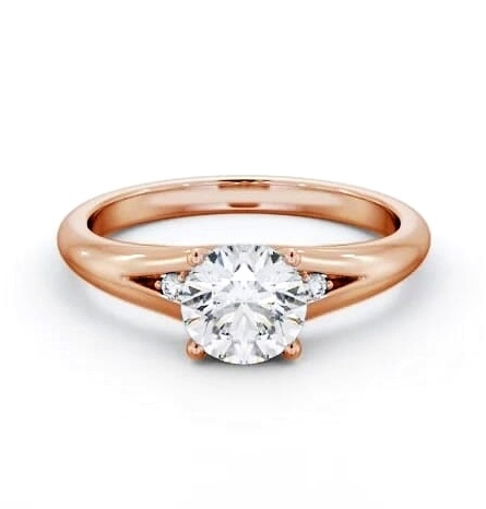 Round Ring 18K Rose Gold Solitaire with A Single Smaller Diamond ENRD180S_RG_THUMB1
