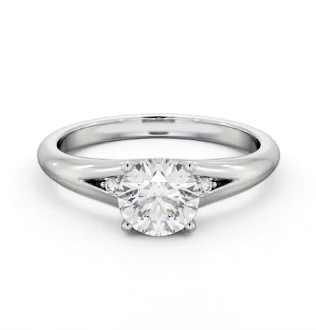 Round Ring Platinum Solitaire with A Single Smaller Diamond ENRD180S_WG_THUMB1