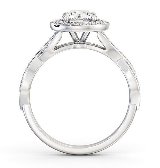 Halo Round Diamond Crossover Band Engagement Ring 18K White Gold ENRD181_WG_THUMB1 