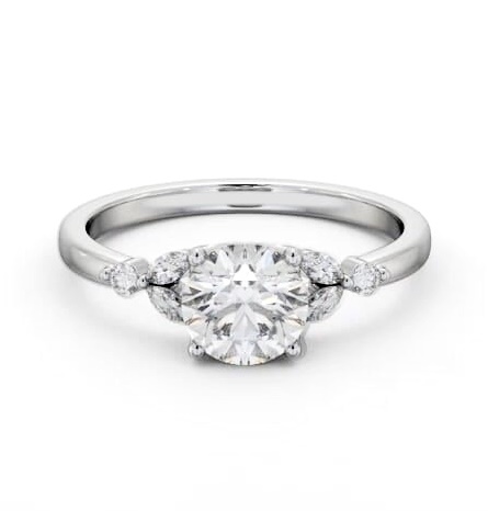 Round Ring 18K White Gold Solitaire with Marquise and Round Diamonds ENRD181S_WG_THUMB2 
