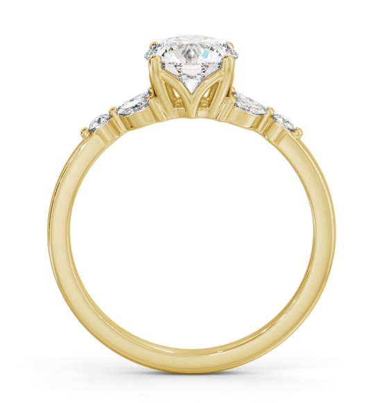 Round Ring 18K Yellow Gold Solitaire with Marquise and Round Diamonds ENRD181S_YG_THUMB1 