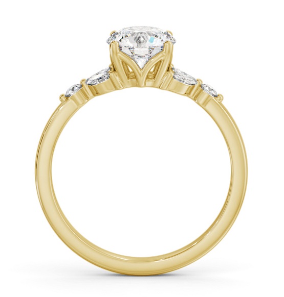 Round Ring 18K Yellow Gold Solitaire with Marquise and Round Diamonds ENRD181S_YG_THUMB1 