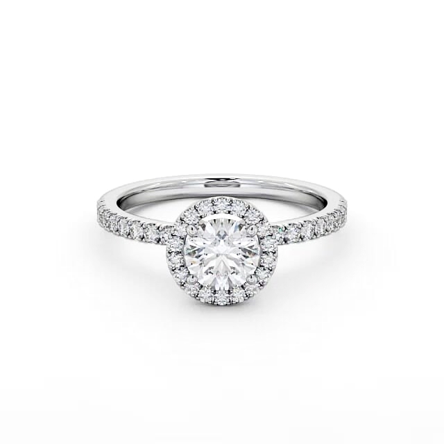 Halo Round Diamond Engagement Ring Palladium - Desiree ENRD182_WG_HAND