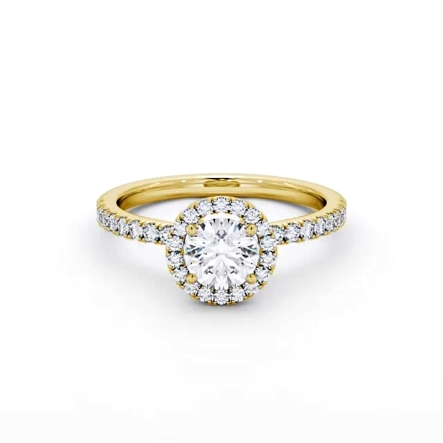 Halo Round Diamond Engagement Ring 18K Yellow Gold - Desiree ENRD182_YG_HAND