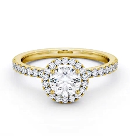Halo Round Diamond Sleek Design Engagement Ring 18K Yellow Gold ENRD182_YG_THUMB1
