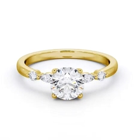 Round Ring 18K Yellow Gold Solitaire with Marquise and Round Diamonds ENRD182S_YG_THUMB2 