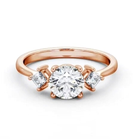 Round Ring 9K Rose Gold Solitaire with A Princess Diamond ENRD183S_RG_THUMB1