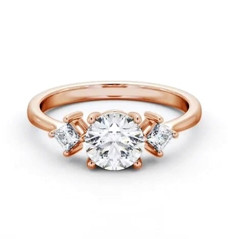 Round Ring 18K Rose Gold Solitaire with A Princess Diamond ENRD183S_RG_THUMB2 