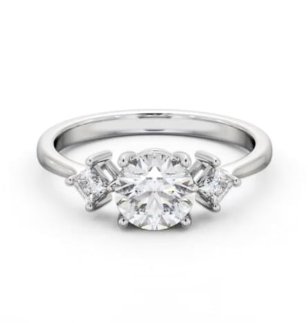 Round Ring Platinum Solitaire with A Princess Diamond ENRD183S_WG_THUMB1