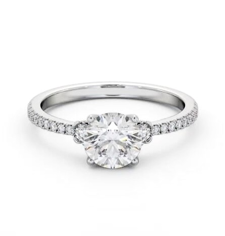 Round Diamond Traditional Engagement Ring 18K White Gold Solitaire ENRD184S_WG_THUMB1