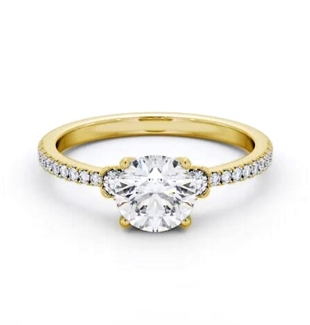 Round Diamond Traditional Engagement Ring 18K Yellow Gold Solitaire ENRD184S_YG_THUMB1