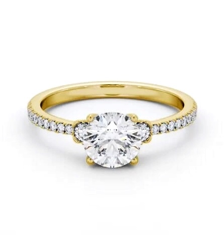 Round Diamond Traditional Engagement Ring 18K Yellow Gold Solitaire ENRD184S_YG_THUMB2 
