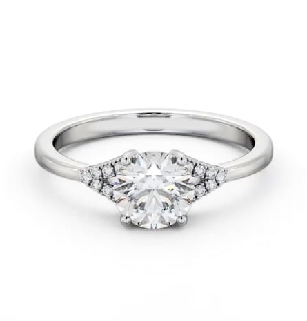 Round Ring 18K White Gold Solitaire with a V Pattern Of Side Stones ENRD185S_WG_THUMB2 