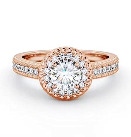 Halo Round Diamond Rope Design Engagement Ring 9K Rose Gold ENRD186_RG_THUMB1
