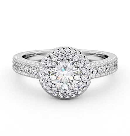 Halo Round Diamond Rope Design Engagement Ring 9K White Gold ENRD186_WG_THUMB1