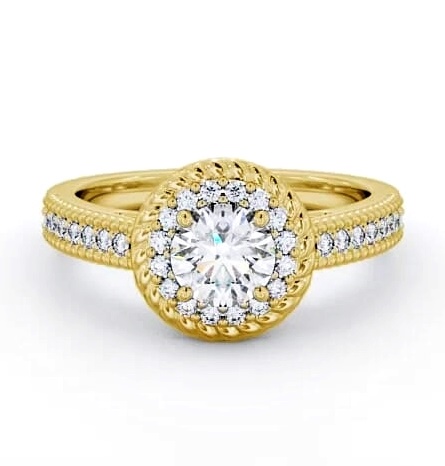 Halo Round Diamond Rope Design Engagement Ring 18K Yellow Gold ENRD186_YG_THUMB2 