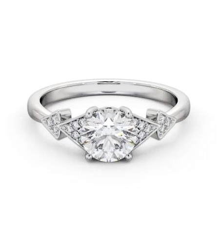 Round Diamond Contemporary Style Engagement Ring Palladium Solitaire ENRD186S_WG_THUMB1
