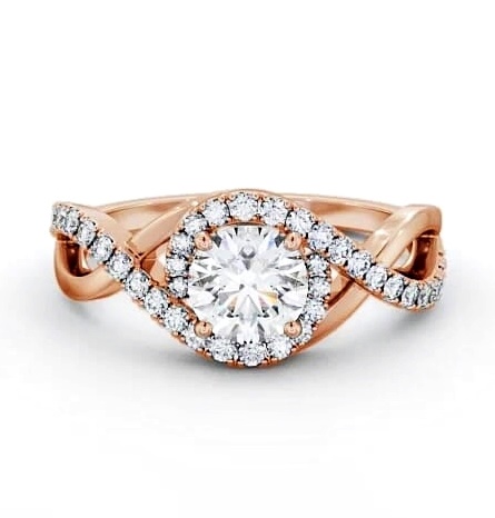 Halo Round Diamond Distinctive Design Engagement Ring 9K Rose Gold ENRD187_RG_THUMB1