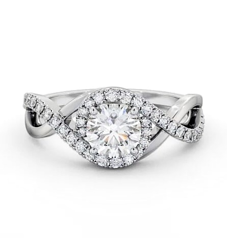 Halo Round Diamond Distinctive Design Engagement Ring 9K White Gold ENRD187_WG_THUMB1