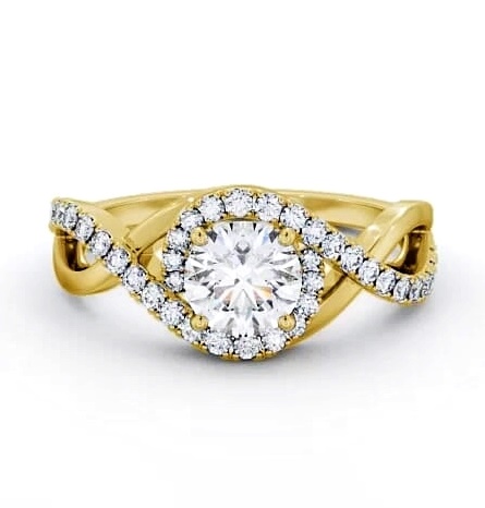 Halo Round Diamond Distinctive Design Engagement Ring 18K Yellow Gold ENRD187_YG_THUMB2 