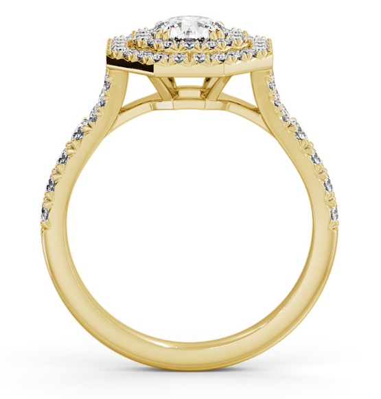 Double Halo Round Diamond Octagon Design Engagement Ring 9K Yellow Gold ENRD188_YG_THUMB1