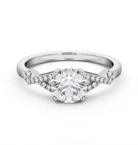 Round Diamond Contemporary Style Ring 18K White Gold Solitaire ENRD188S_WG_THUMB1