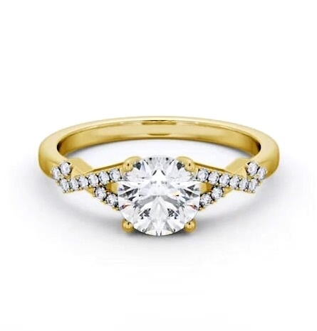 Round Diamond Contemporary Style Ring 18K Yellow Gold Solitaire ENRD188S_YG_THUMB1