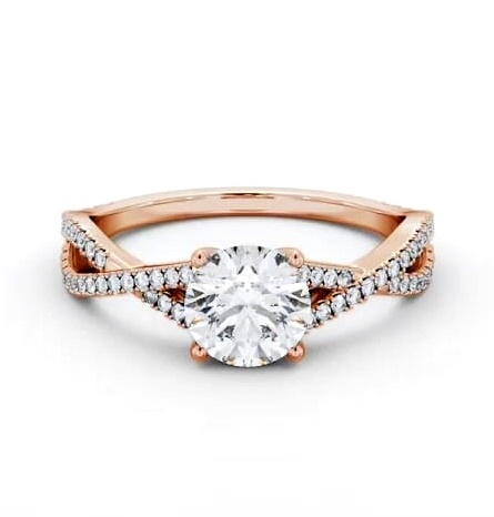 Round Diamond Crossover Band Engagement Ring 18K Rose Gold Solitaire ENRD189S_RG_THUMB1
