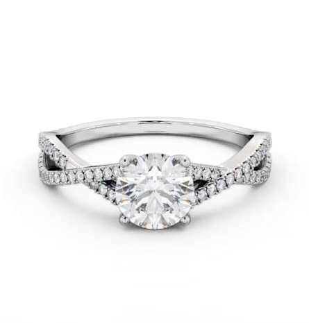 Round Diamond Crossover Band Engagement Ring Palladium Solitaire ENRD189S_WG_THUMB1