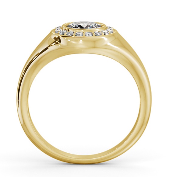 Halo Round Diamond Bezel with Channel Setting Engagement Ring 9K Yellow Gold ENRD190_YG_THUMB1